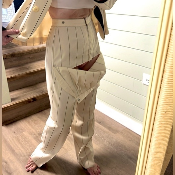 VTG Krizia,Charles Summer,Pinstripe,Bonny Parker Suit,Bibbed Pant,Size 42EU/6US - Picture 8 of 16